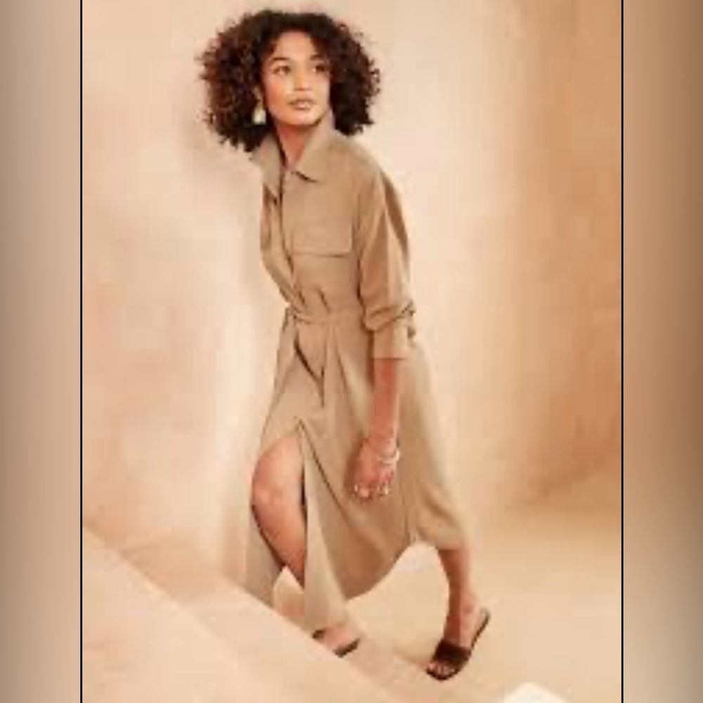 Banana Republic Beige Midi Shirtdress - Size M - Sold Out